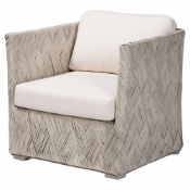 bali & pari Melbourne Natural Rattan Lounge Chair - Handwoven Wicker Armchair with Tuxedo Frame for Living Room, Lounge, or Sun Room